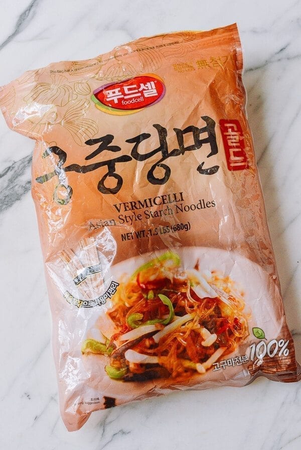 Japchae (Korean Glass Noodles), by thewoksoflife.com