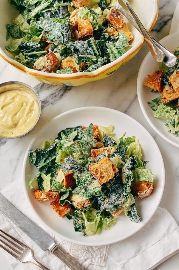 Caesar Salad with Tuscan Kale, by thewoksoflife.com