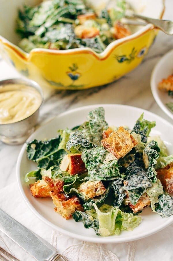 Caesar Salad with Tuscan Kale, by thewoksoflife.com