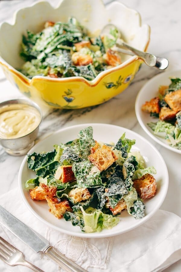Caesar Salad with Tuscan Kale, by thewoksoflife.com
