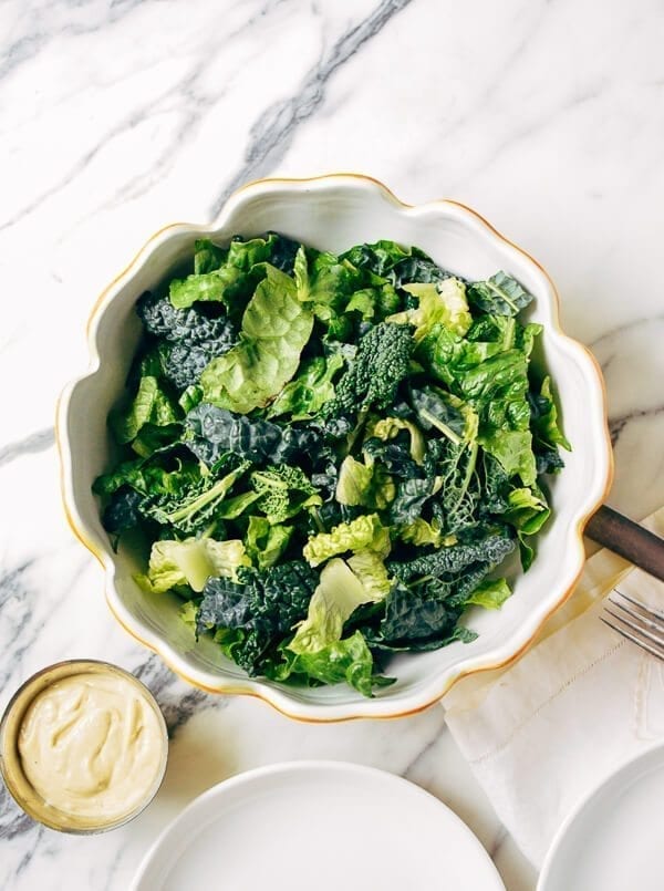 Caesar Salad with Tuscan Kale, by thewoksoflife.com
