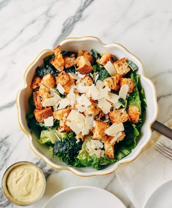 Caesar Salad with Tuscan Kale, by thewoksoflife.com