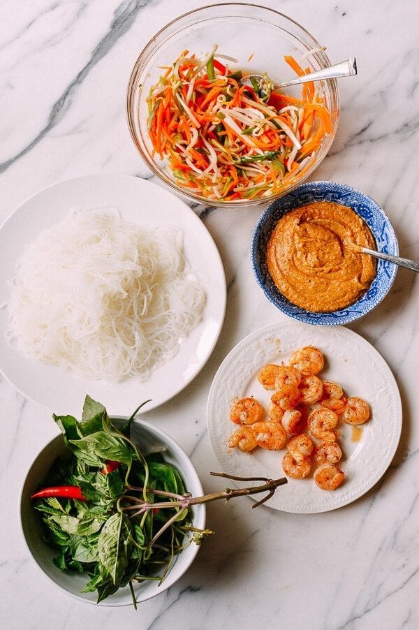 Vietnamese Summer Rolls with Seared Shrimp, by thewoksoflife.com