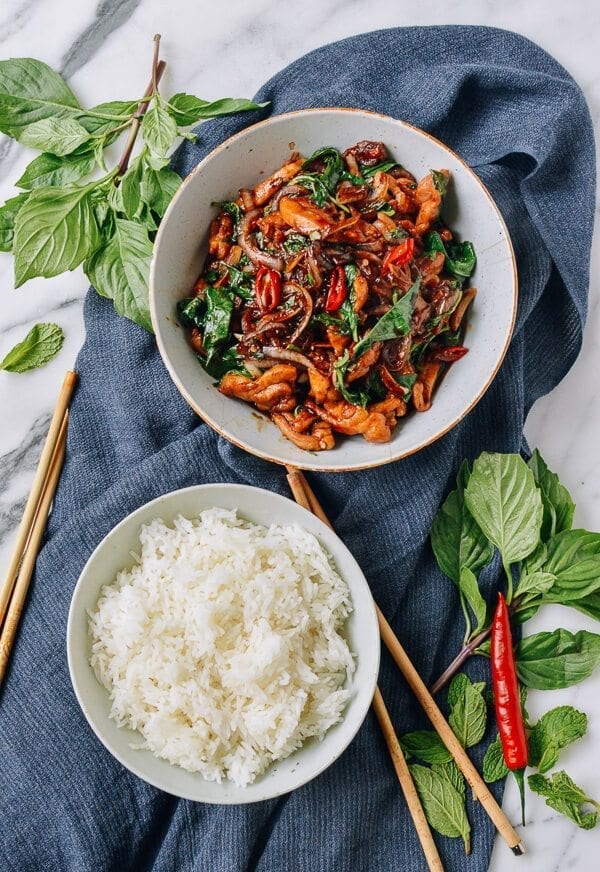 Thai Chicken Stir-fry with Basil & Mint, by thewoksoflife.com