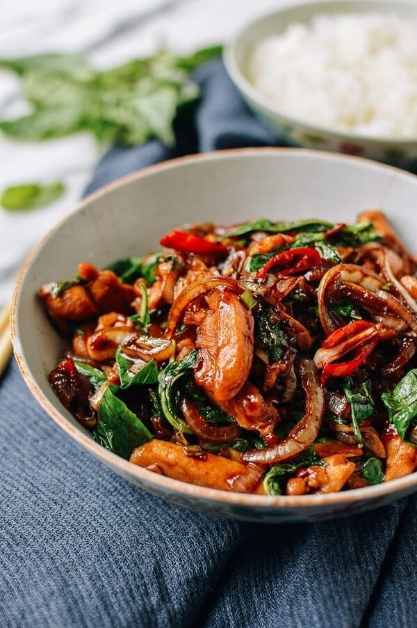 Thai Chicken Stir-fry with Basil & Mint, by thewoksoflife.com