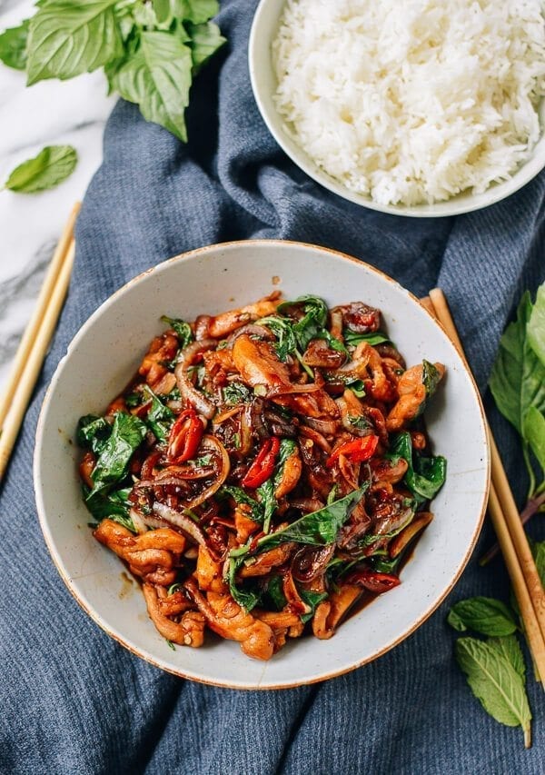 Thai Chicken Stir-fry with Basil & Mint, by thewoksoflife.com