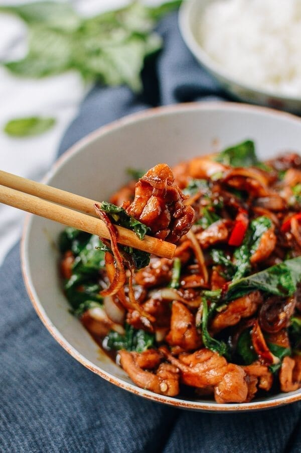Thai Chicken Stir-fry with Basil & Mint, by thewoksoflife.com
