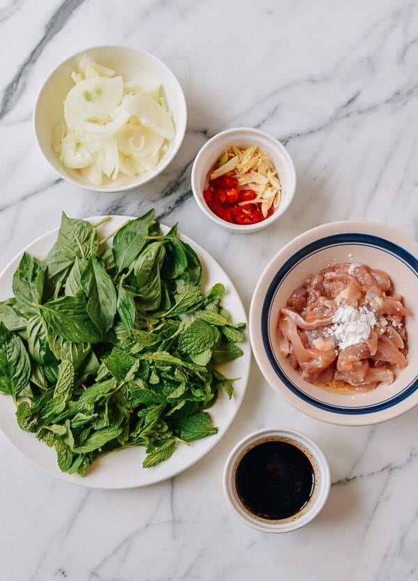 Thai Chicken Stir-fry with Basil & Mint, by thewoksoflife.com