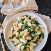Stir Fried Bok Choy with Tofu Skin, by thewoksoflife.com