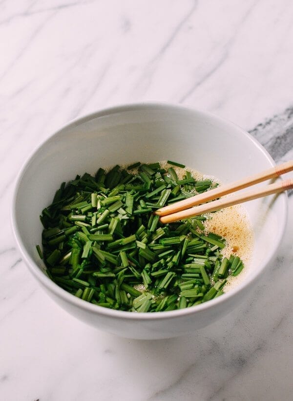 Chinese Chives & Eggs Stir Fry, by thewoksoflife.com