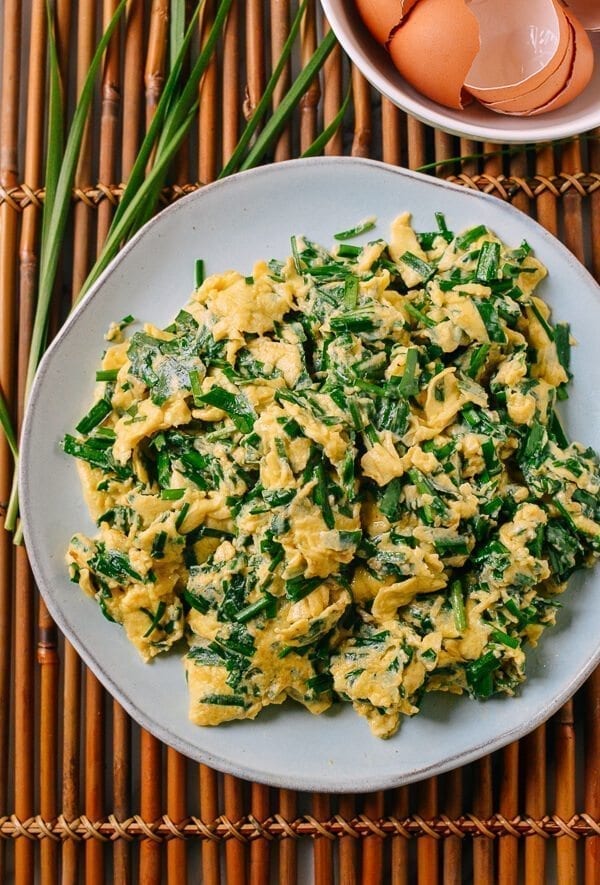 Chinese Chives & Eggs Stir Fry, by thewoksoflife.com