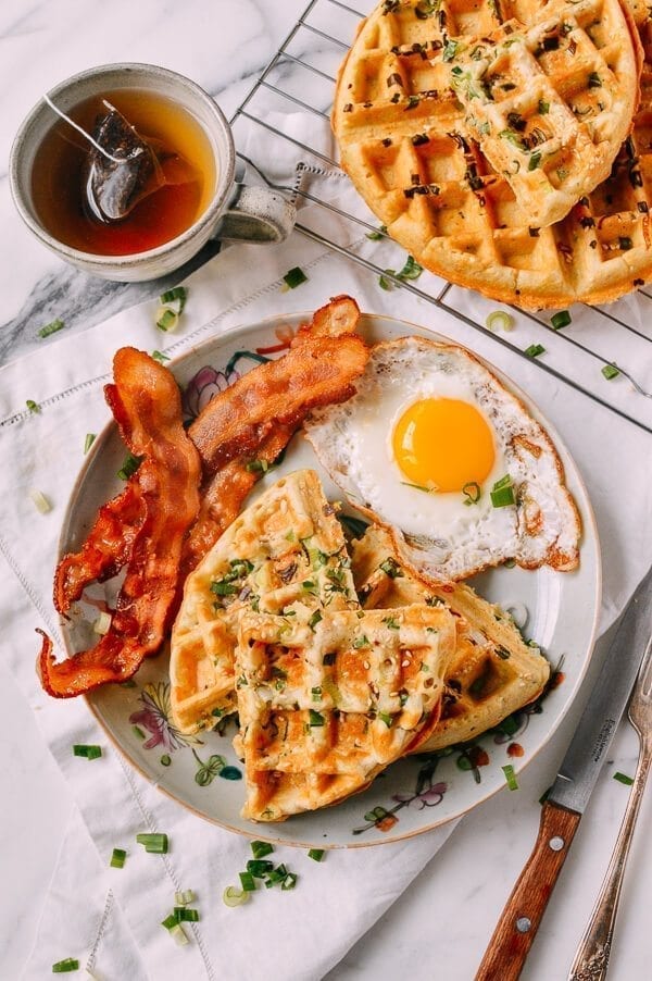 Savory Waffles, by thewoksoflife.com