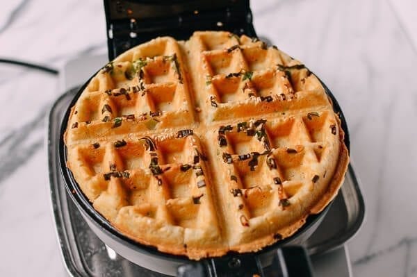 Sesame Scallion Waffles, by thewoksoflife.com