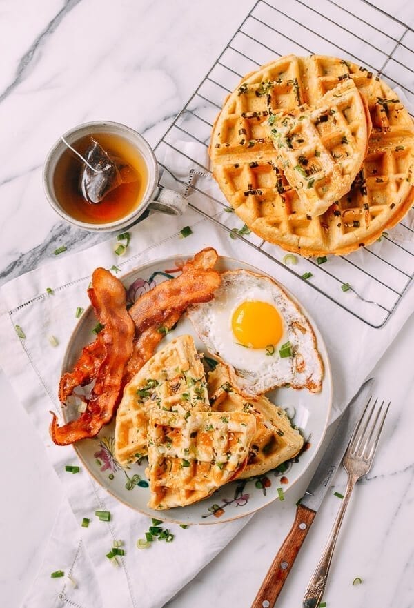 Sesame Scallion Waffles, by thewoksoflife.com