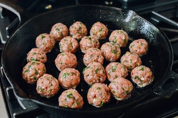 Spicy Asian Meatballs, by thewoksoflife.com
