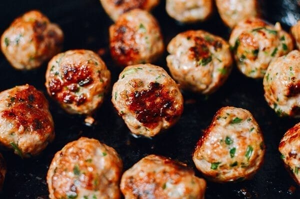 Spicy Asian Meatballs, by thewoksoflife.com