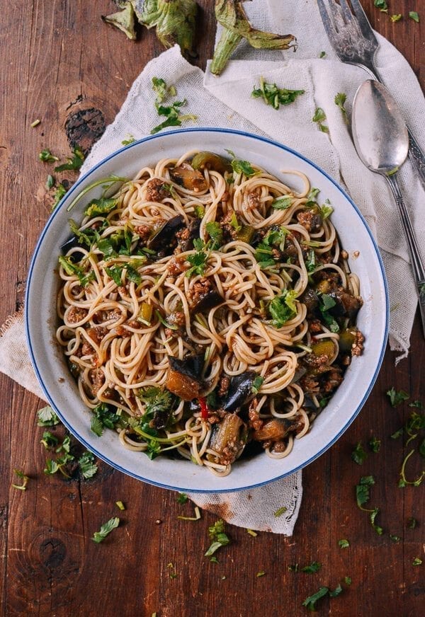 Braised Eggplant with Minced Pork, by thewoksoflife.com