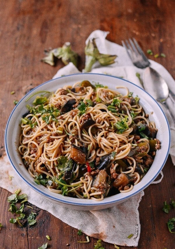 Braised Eggplant with Minced Pork, by thewoksoflife.com