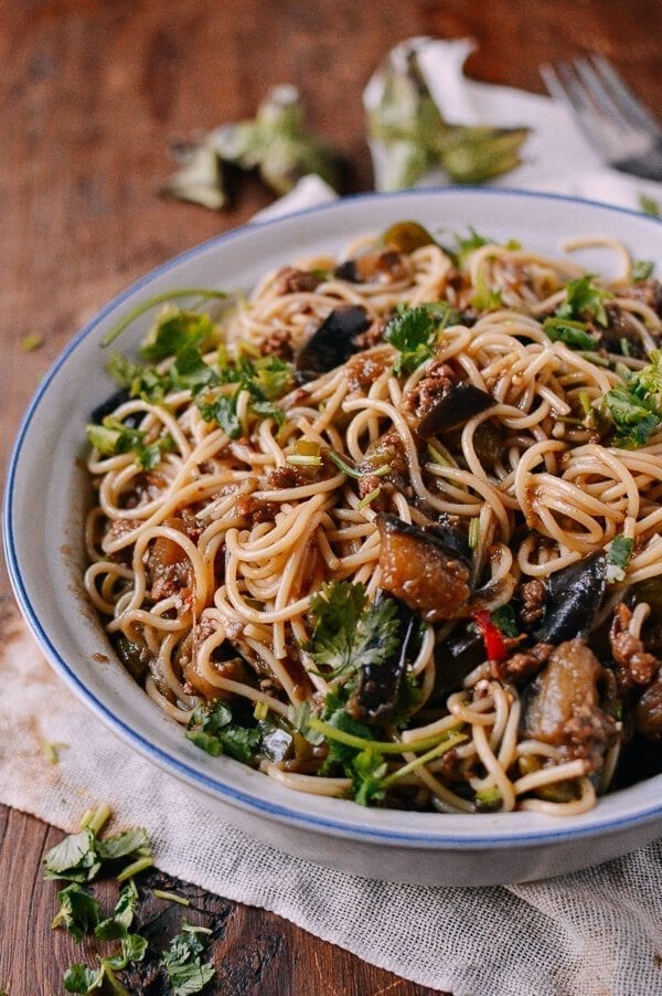Braised Eggplant with Minced Pork, by thewoksoflife.com
