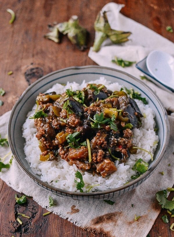 Braised Eggplant with Minced Pork, by thewoksoflife.com