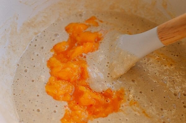 Peach Pancakes with Maple Cream Syrup, by thewoksoflife.com