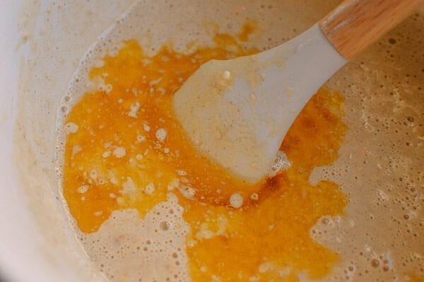 Peach Pancakes with Maple Cream Syrup, by thewoksoflife.com