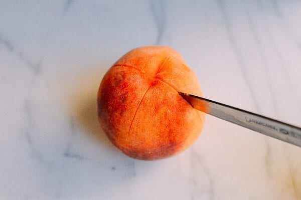 Peach Pancakes with Maple Cream Syrup, by thewoksoflife.com