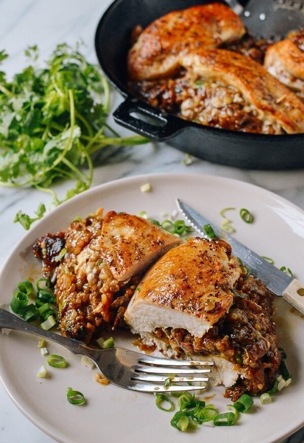 Sticky Rice Stuffed Chicken Breast, by thewoksoflife.com