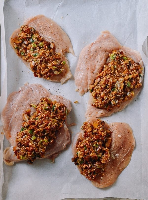 Sticky Rice Stuffed Chicken Breast, by thewoksoflife.com