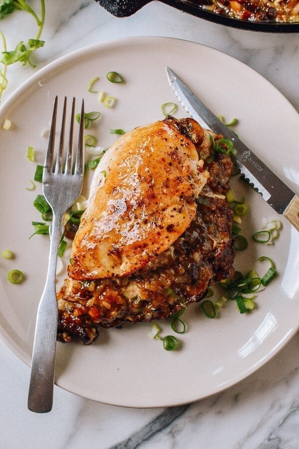 Sticky Rice Stuffed Chicken Breast, by thewoksoflife.com
