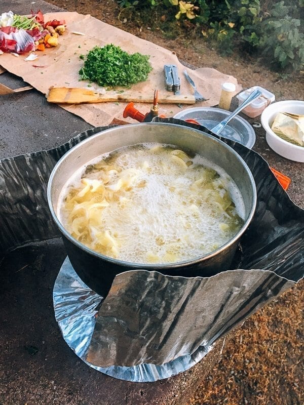 Campfire Beef Stew with Buttered Parsley Noodles, by thewoksoflife.com