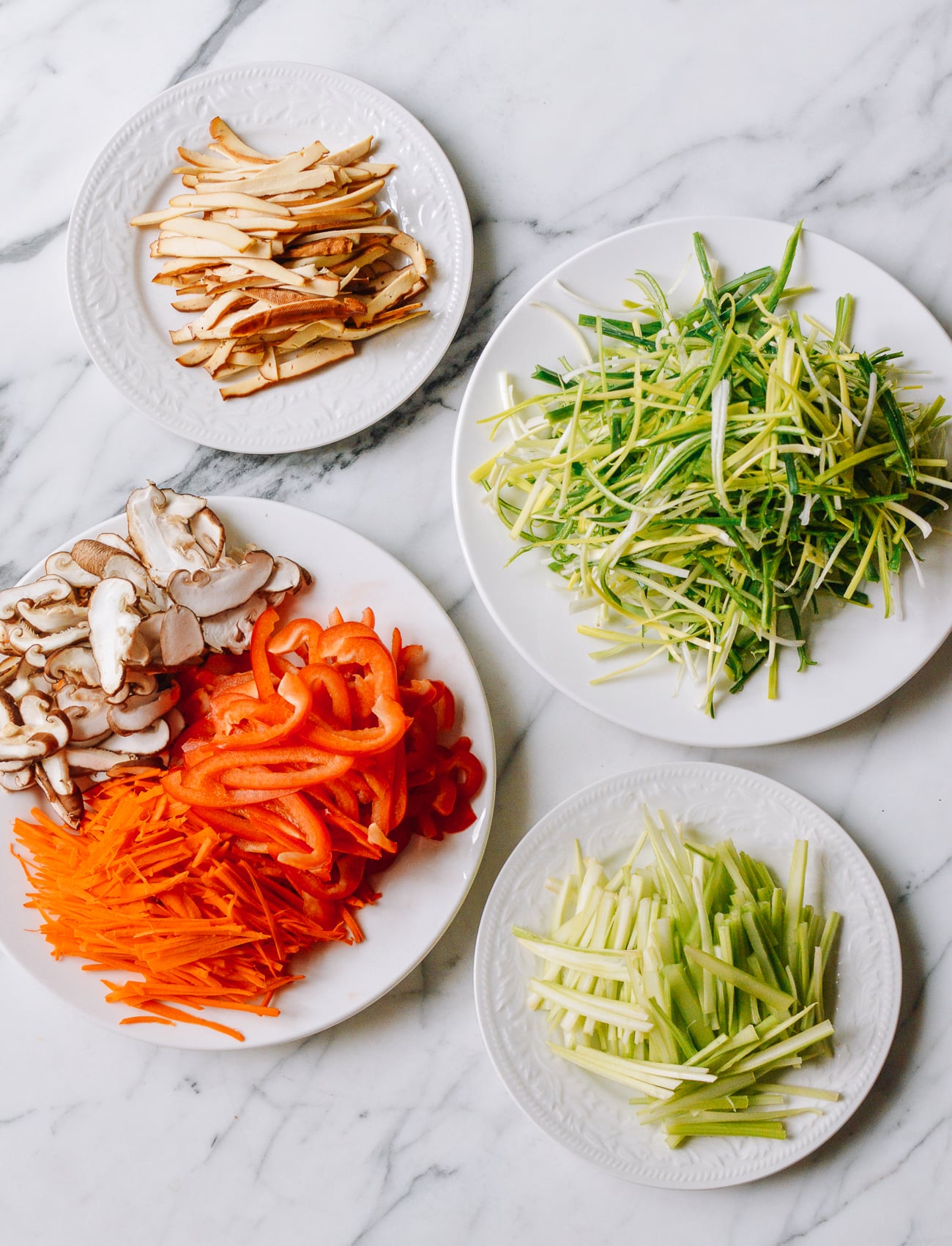 Julienned vegetables and tofu for moo shu