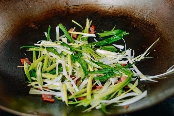 Bacon & Scallion Egg Noodle Stir-fry, by thewoksoflife.com