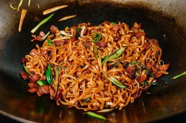 Bacon & Scallion Egg Noodle Stir-fry, by thewoksoflife.com