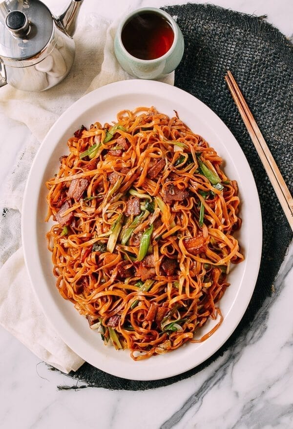 Bacon & Scallion Egg Noodle Stir-fry, by thewoksoflife.com