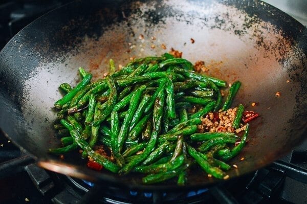 Gan Bian Si Ji Dou - Sichuan Dry Fried String Beans, by thewoksoflife.com