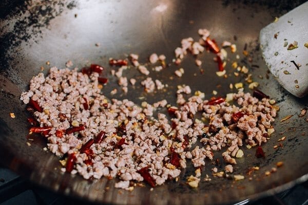 Gan Bian Si Ji Dou - Sichuan Dry Fried String Beans, by thewoksoflife.com