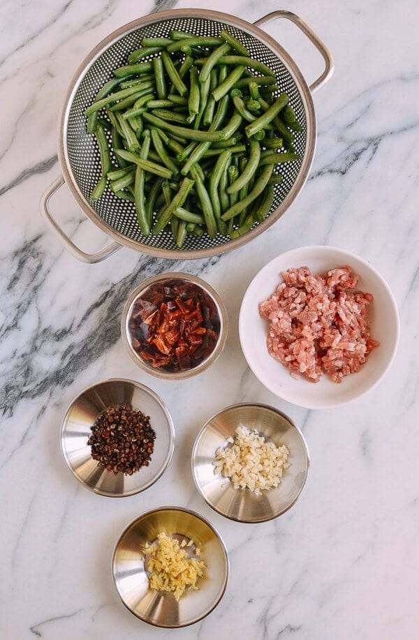 Gan Bian Si Ji Dou - Sichuan Dry Fried String Beans, by thewoksoflife.com