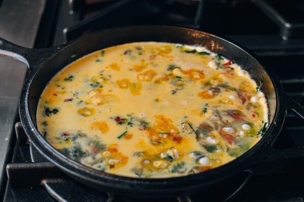 Salted Chili & Chinese Chive Frittata, by thewoksoflife.com