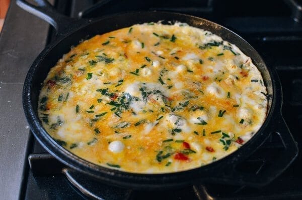 Salted Chili & Chinese Chive Frittata, by thewoksoflife.com