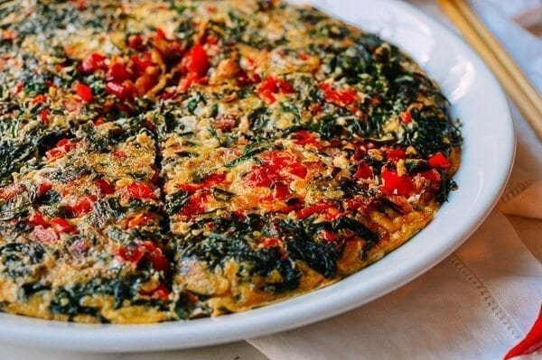 Salted Chili & Chinese Chive Frittata, by thewoksoflife.com