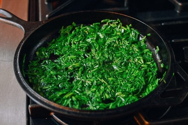 Salted Chili & Chinese Chive Frittata, by thewoksoflife.com