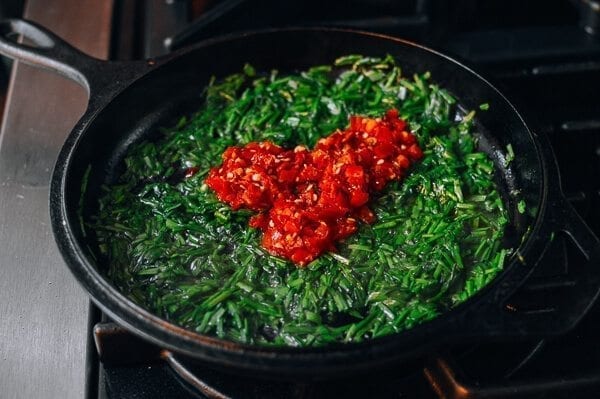 Salted Chili & Chinese Chive Frittata, by thewoksoflife.com