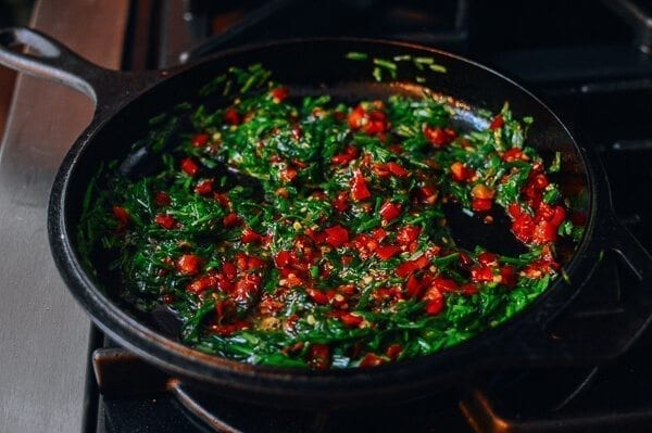 Salted Chili & Chinese Chive Frittata, by thewoksoflife.com