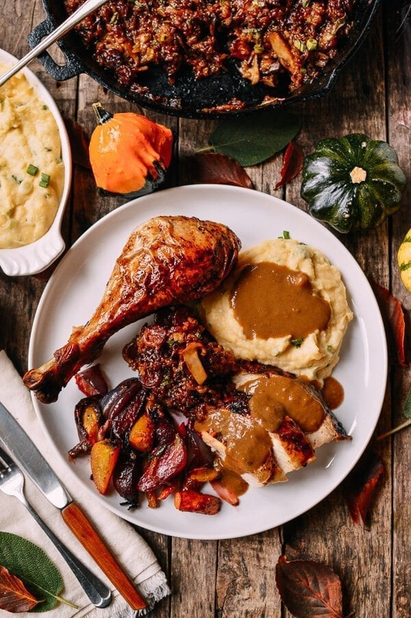 Five Spice Roast Turkey with Giblet Onion Gravy, by thewoksoflife.com