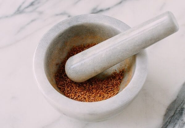 Crispy Hasselback Potatoes with Spicy Bacon Scallion Relish, by thewoksoflife.com