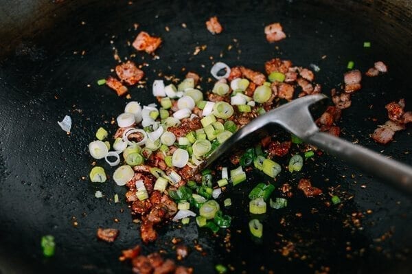 Crispy Hasselback Potatoes with Spicy Bacon Scallion Relish, by thewoksoflife.com