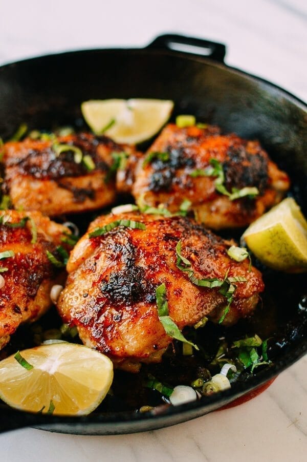 Roasted Lemongrass Chicken Thighs, by thewoksoflife.com