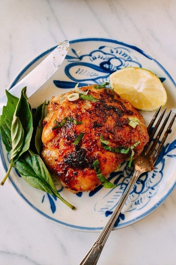 Roasted Lemongrass Chicken Thighs, by thewoksoflife.com