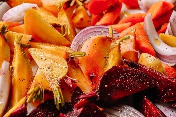 Roasted Root Vegetables with a Miso Glaze, by thewoksoflife.com